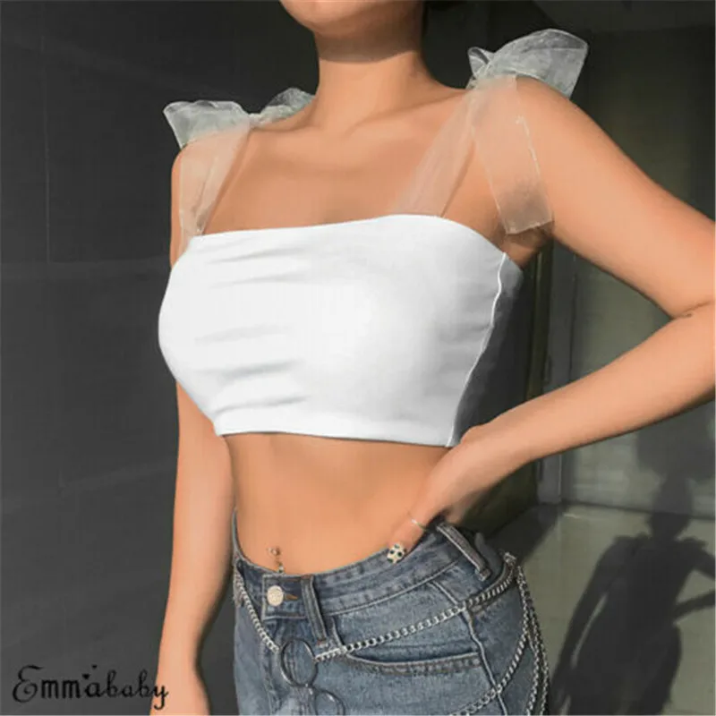 Модный новый женский сетчатый бандажный жилет Self Design укороченный топ на