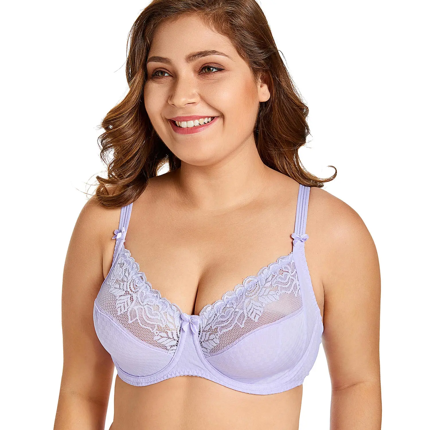 Lavender04 Delimira женский бюстгальтер на косточках с цветочным кружевом без подкладки - Цвет: Lavender04