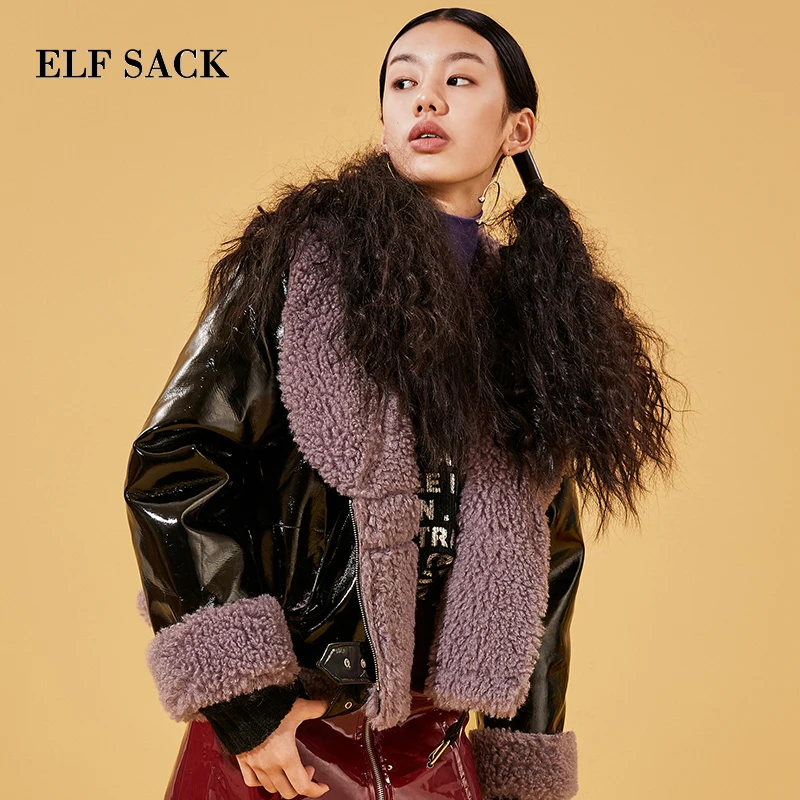 Куртка ELFSACK из искусственной кожи с отложным воротником 2019|Куртки искусственного