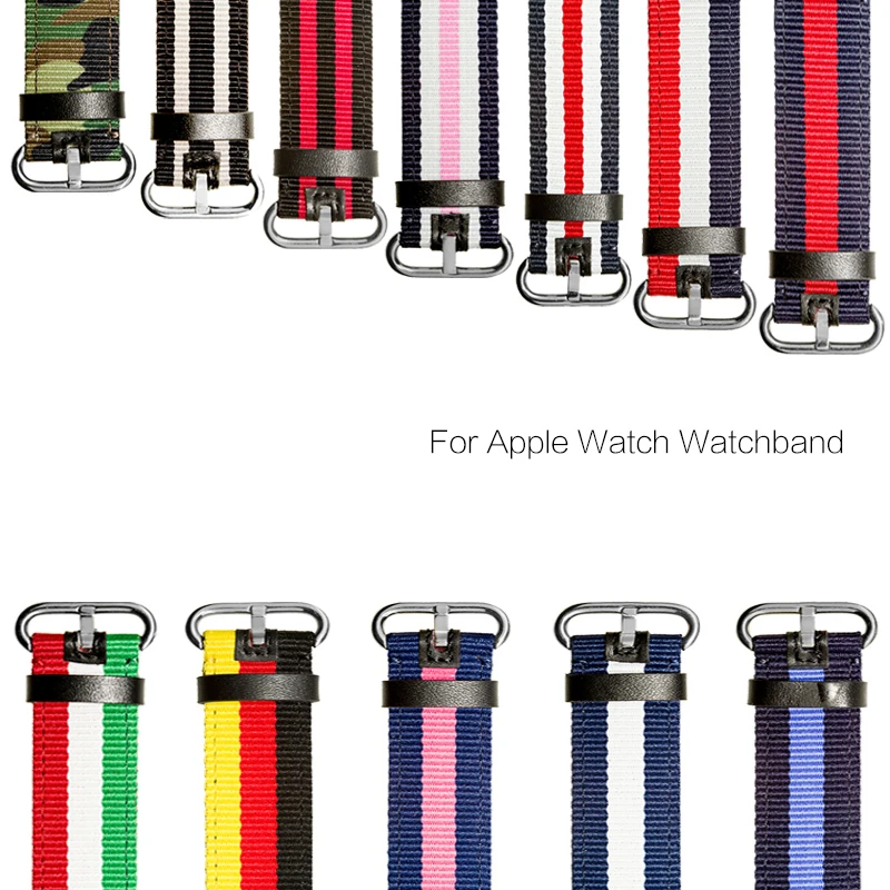 Нейлоновый кожаный браслет для Apple Watch 38 мм 40 мм 42 мм 44 мм нейлоновый ремешок для iWatch серии 1 2 3 4 ремешок для часов