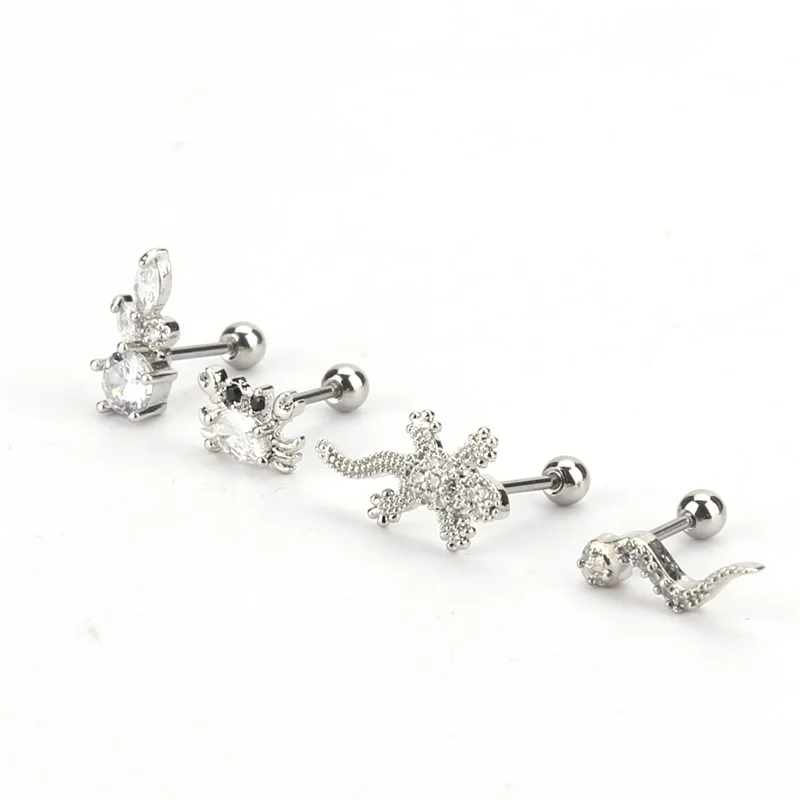 

316 L Stainless Steel Cartoon Animals Stud Earrings Super Mini 4 pc/set