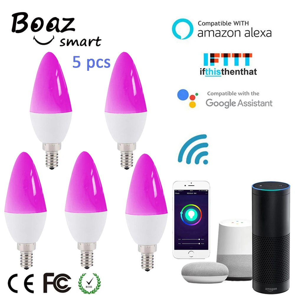 Лампочка Boaz EC умная светодиодная с поддержкой Wi Fi E14 5 шт.|Светодиодные лампы и