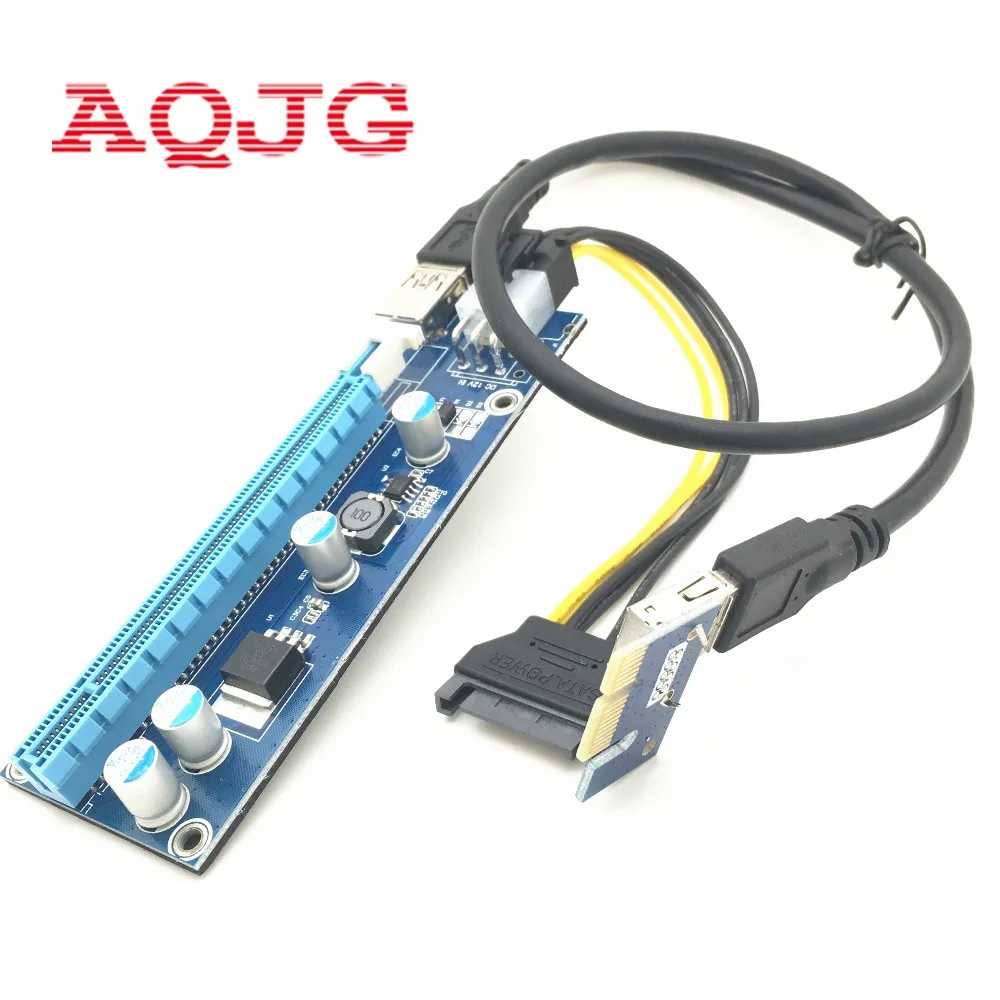 

Переходная плата PCIe PCI-E PCI Express с 1x на 16x USB 3,0, кабель для передачи данных SATA на 4Pin IDE Molex, источник питания для майнера BTC