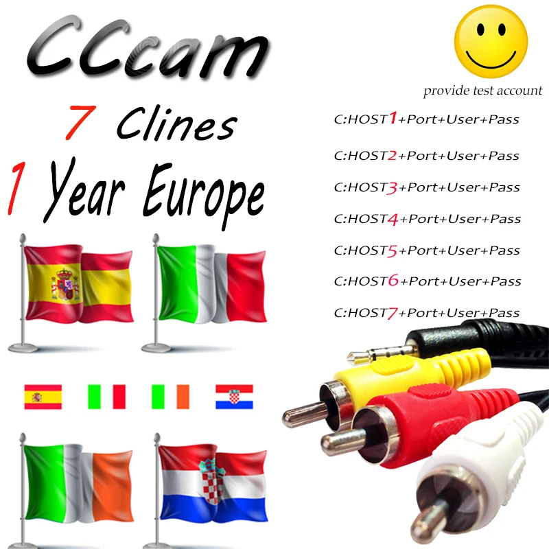 Cccam сервер 7 линий Европа Clines 1 год для Испании Португалия Германия Франция Польша