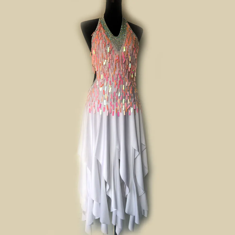 Новый костюм для латинских танцев сексуальное старшего поколения с блестками