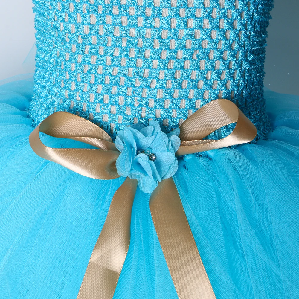 Jasmine Inspired Girls Tutu Dress Turquoise Blue Children Birthday Party for Kids Girl Halloween Aladdin Princess Costume | Детская