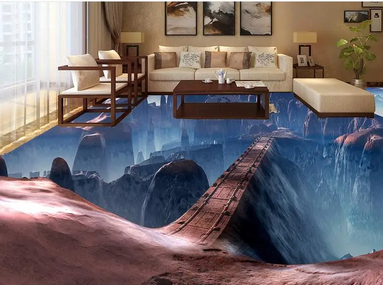 Виниловые Напольные Плитки 3d Настенные обои мост Пол водостойкие для ванных