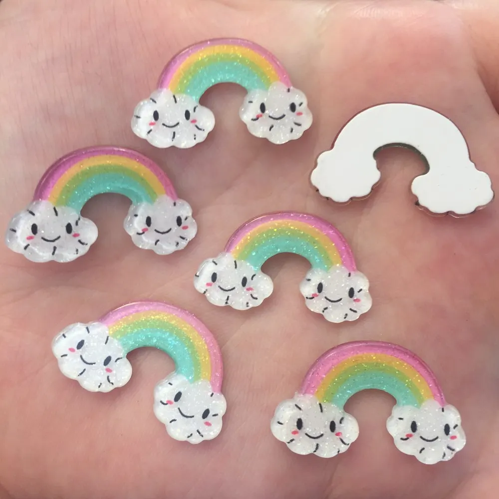 Блестящий Радужный плоский задний акриловый лист миниатюрный узор аппликация 10