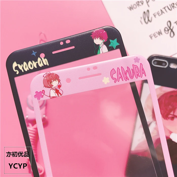 LOVER для iPhone XS max/XR Mocha Sakura чехол и Передняя пленка для экрана из закаленного стекла для iPhone X XS 8 7 Plus 6 6splus мультфильм