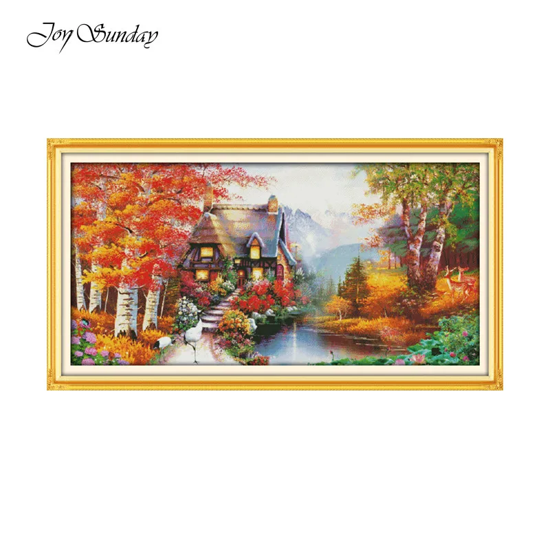 Cross Stitch-F464(2) Дом снов Набор для вышивки крестиком Joy Sunday Ctitch печатная ткань водорастворимый холст Вышивальная нить фирмы DMC домашний декор - Цвет: Cross Stitch-F464(2)