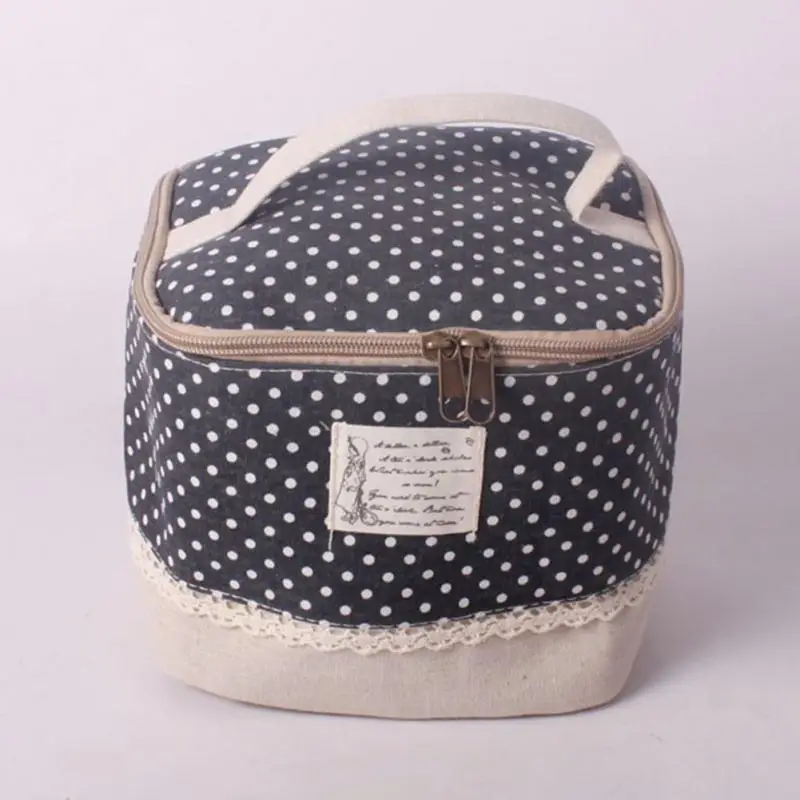 Женская косметичка с цветочным узором в горошек хлопковый льняной чехол для