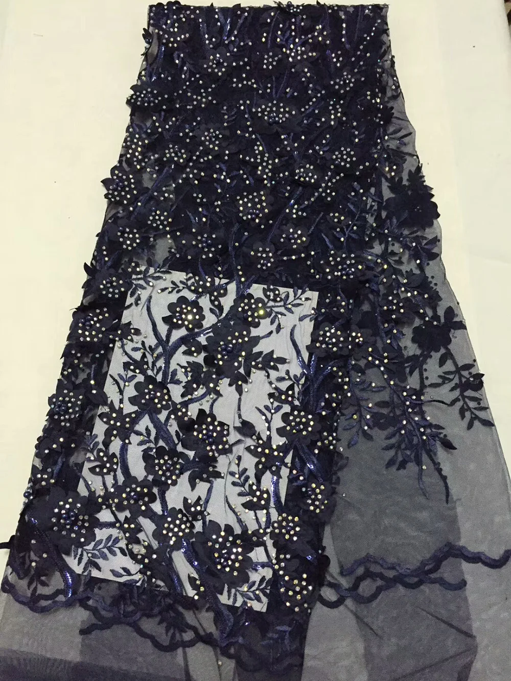 

Appliqued flowers branches design with sequins beads stones Net Lace CD18,Good Price And Free Shipping African Tulle Lace Fabric