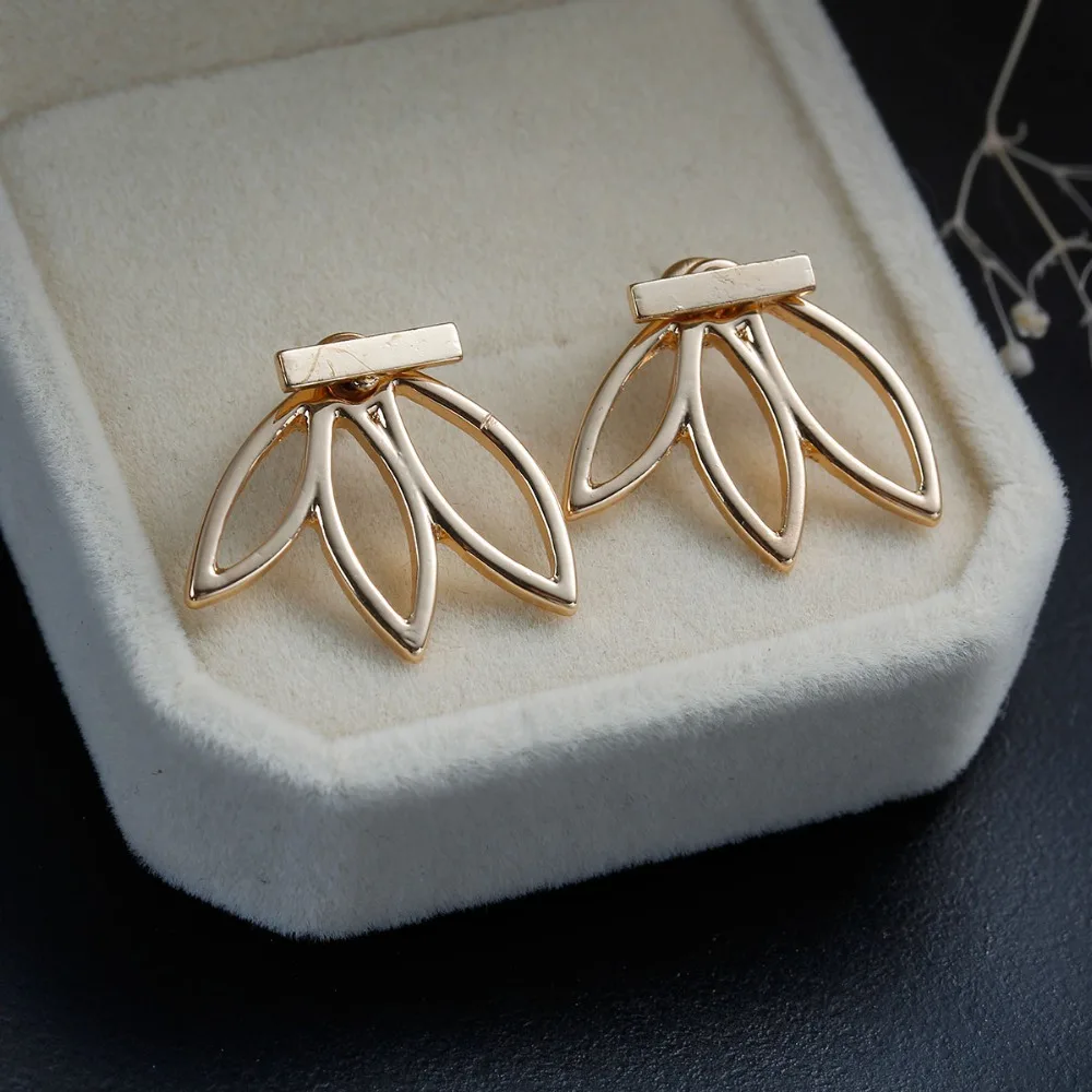 Doreenbeads старинные лотоса Серьги металлической планкой гвоздики Мода уха куртка