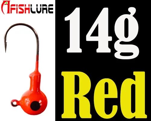 Red 14g Головка джига, свинцовая головка, крючок 2 г/3,5 г/5 г/7,0 г/10 г/14 г, светящиеся мягкие крючки для Червяков, красные мягкие приманки, крючок, свинцовые рыболовные крючки, 5 шт./лот - Цвет: Red 14g