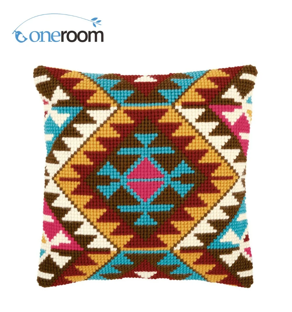 

CX0753 Ethnic Print Acrylic Yarn Embroidery Pillow Tapestry Cushion Front Cross Stitch Pillowcase DIY needlework