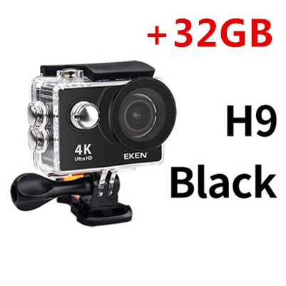 H9 Black and 32G eken H9 H9R экшн Камера со сверхвысоким разрешением Ultra HD, 4K 25fps 1080P 60fps Wi-Fi 2 170D мини для занятий подводными видами Водонепроницаемый шлем Спортивная водоотталкивающая Камера GoPro - Цвет: H9 Black and 32G