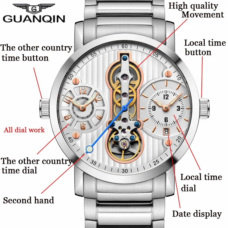 GUANQIN Tourbillon new 2018 Automatic Skeleton Relogio Masculino sport Men Watches Waterproof diver Mechanical 16103 A | Наручные часы