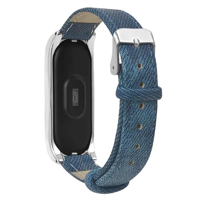 Прочный ремешок на запястье из искусственной кожи джинсовый для Xiaomi Mi Band 4/3 умный