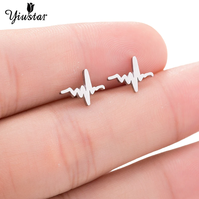 Yiustar крошечные серьги-гвоздики с сердечком для женщин розовый цвет нержавеющая