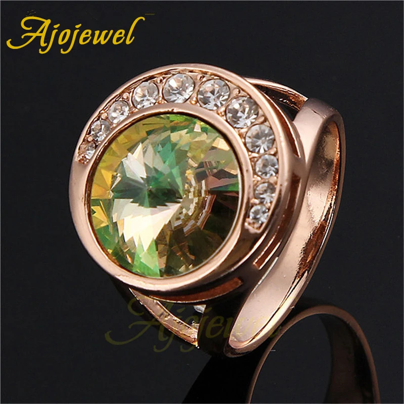 Ajojewel большой круглый спутниковый камень коктейльное кольцо золотой синий