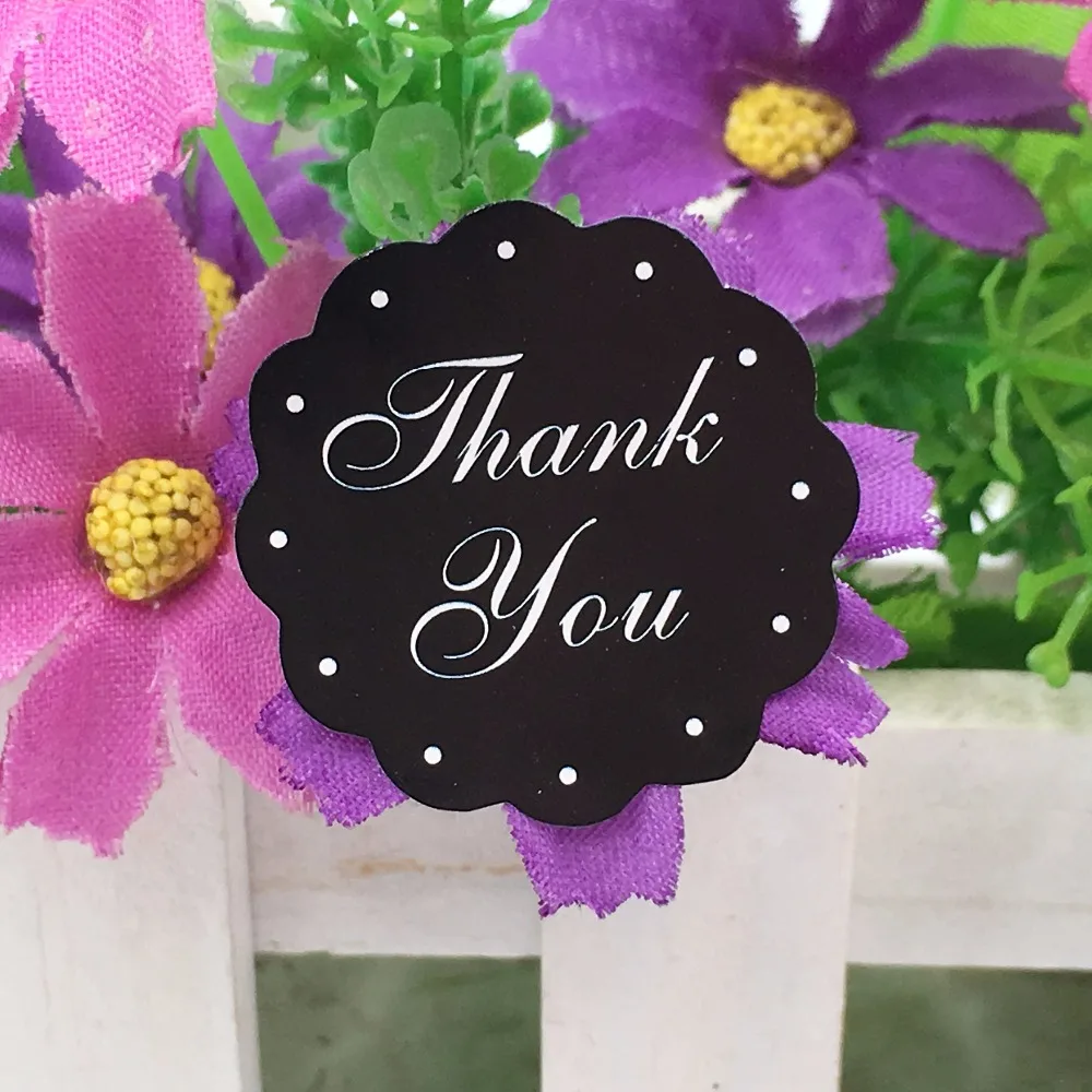 Наклейки в форме цветка диаметром 3 см 120 шт. этикетки с надписью Thank you бумажные