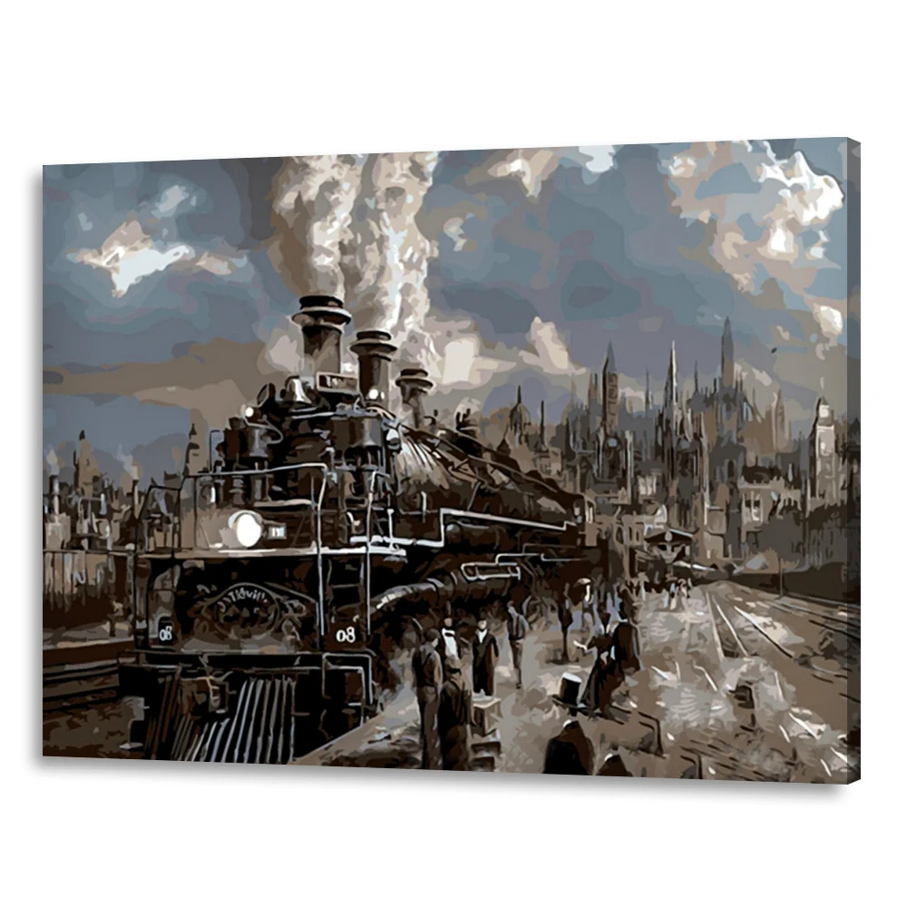 WEEN Vintage train DIY Рисование масляной краской с кистями набор для рисования по номерам