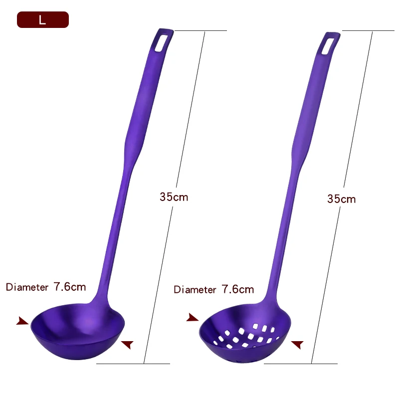 Purple 2 шт./компл. половник ложка из нержавеющей стали набор дуршлагов длинная емкость с ручкой ложка скиммер кухонные инструменты - Цвет: Purple
