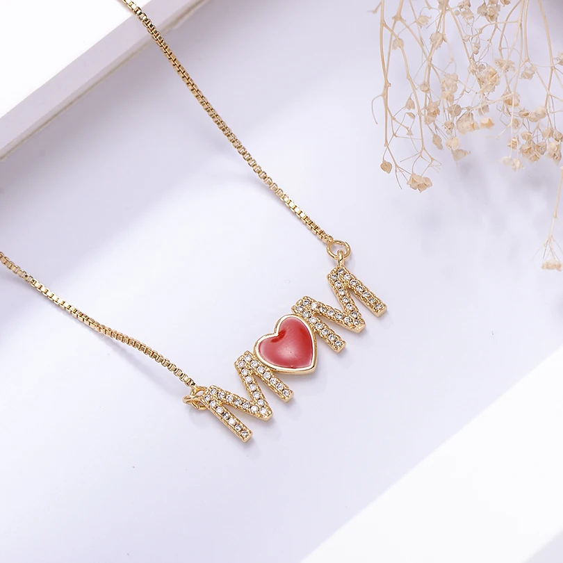 Pipitree I Love Mom красная эмалированная подвеска в виде сердца ожерелья для мамы