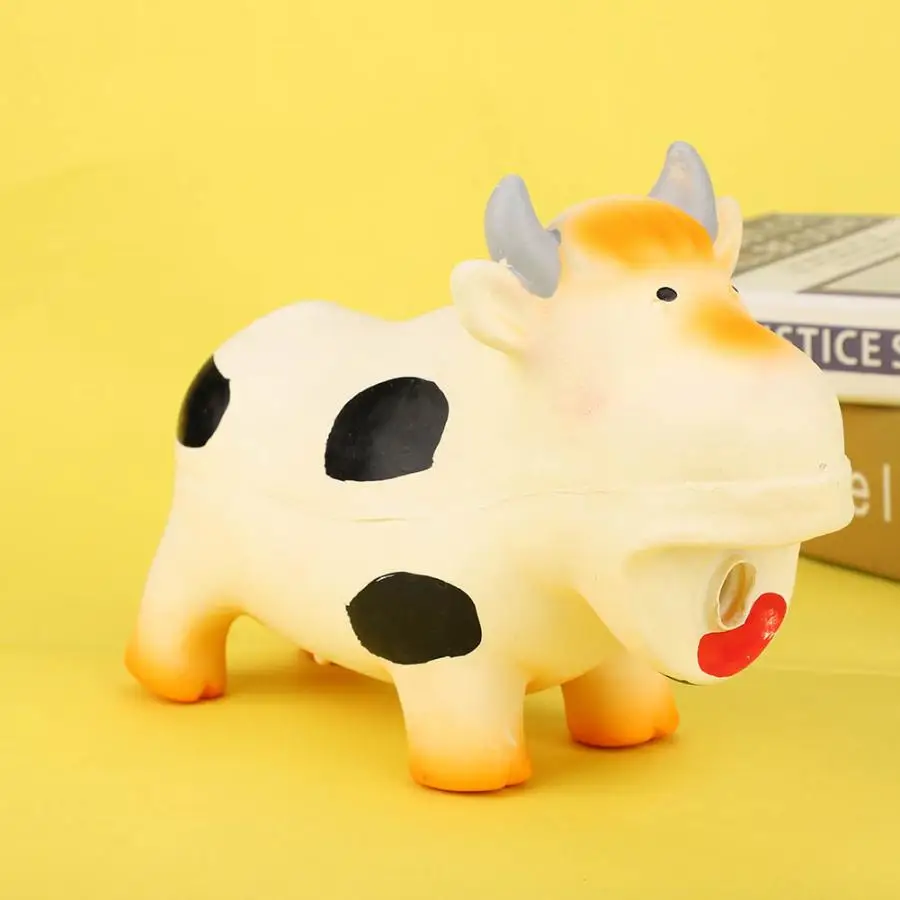 Игрушки для собак из мягкого латекса, милые Мультяшные жевательные игрушки для собак в форме коровы, забавные игрушки для чистки зубов, интерактивные игрушки для собак