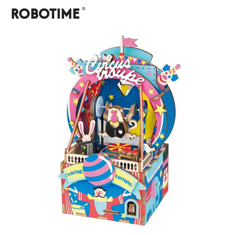 Robotime DIY 3D парк развлечений деревянная игра-головоломка сборка подвижная Музыкальная Коробка игрушка подарок для детей дети взрослые AMD41