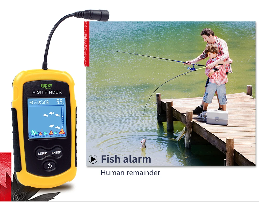 Findfish Wireless Sonar Fish finder Handheld Wired Finder Fishfinder Alarm Sensor Transducer with LCD Dispaly | Спорт и развлечения
