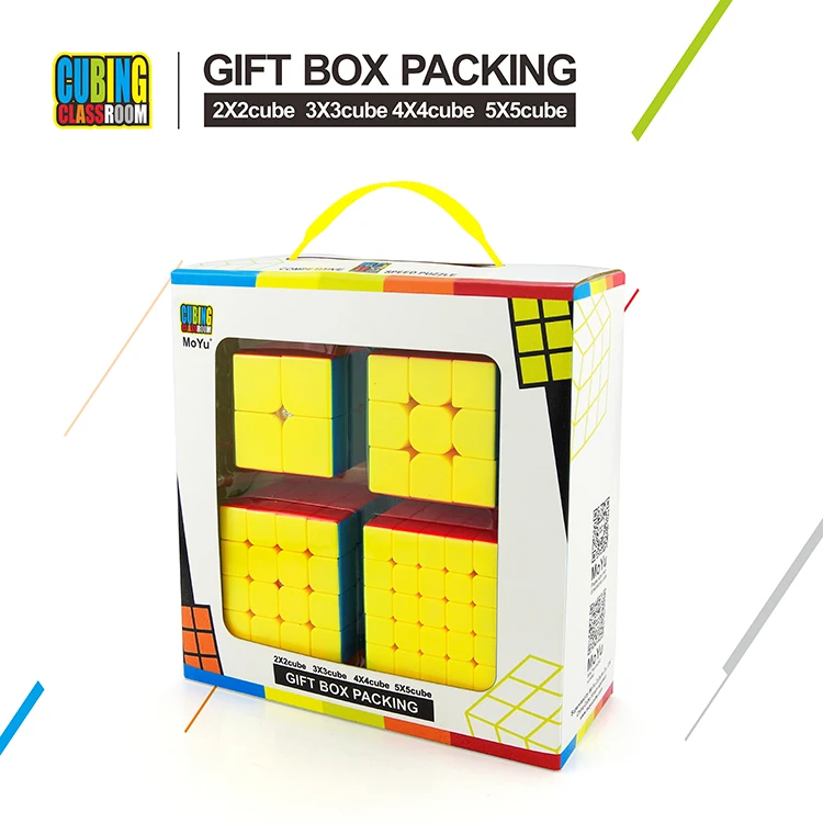 Juego de cubos de velocidad para ni&ntilde;os, Moyu, MofangJiaoshi, 2x2, 3x3, 4x4, 5x5, Meilong, Qiyi, cubo m&aacute;gico de embalaje, juguetes educativos, 4 Uds.-1