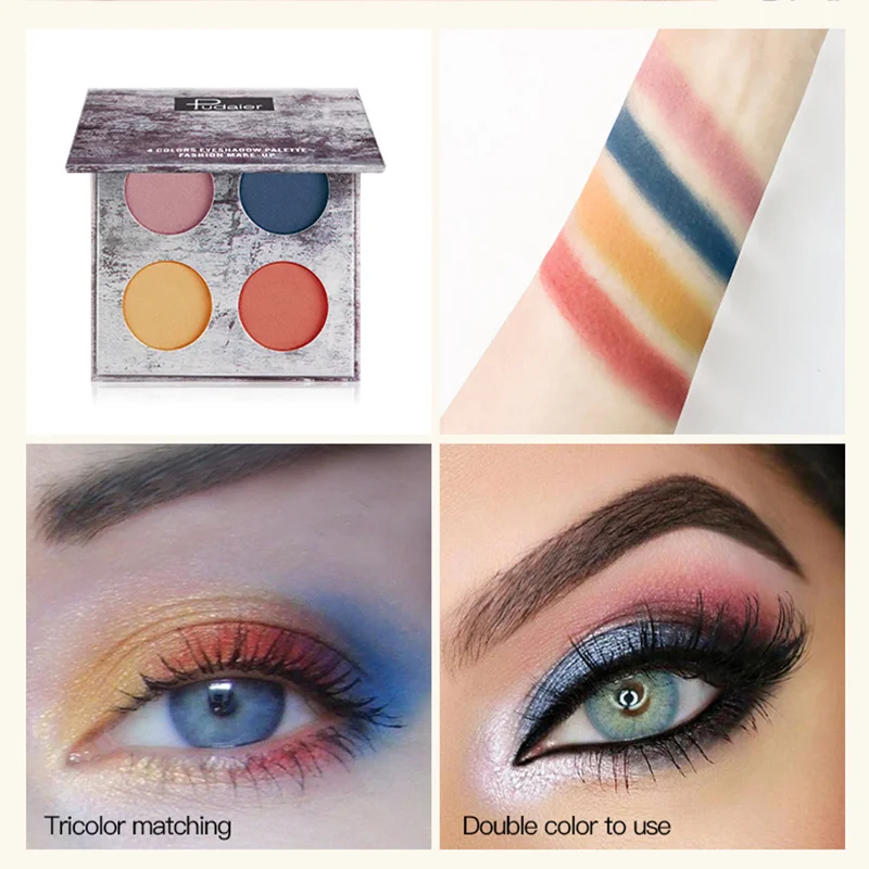 Макияж для глаз 4 цвета матовые телесные палитра теней век стойкие блестящие