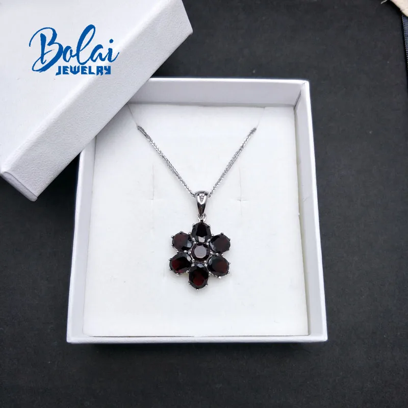 Bolaijewelry, гранат, ювелирный набор, натуральный gemstonet, 925 пробы, серебряный, цветочный дизайн, хорошее ювелирное изделие для женщин, подарки на годовщину