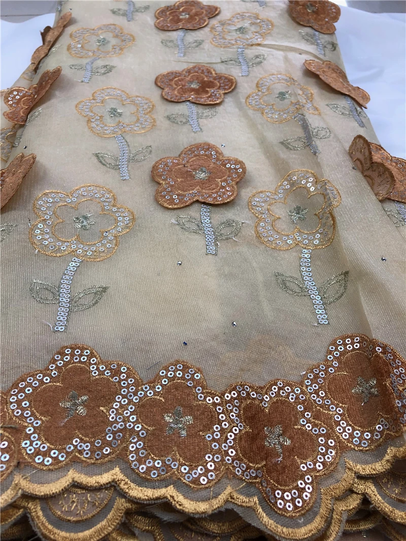 BEAUTIFICAL нигерийская органза кружева нигерийская кружевная ткань с блестками Высокое качество африканские кружева материалы стили 5 ярдов ML45R03
