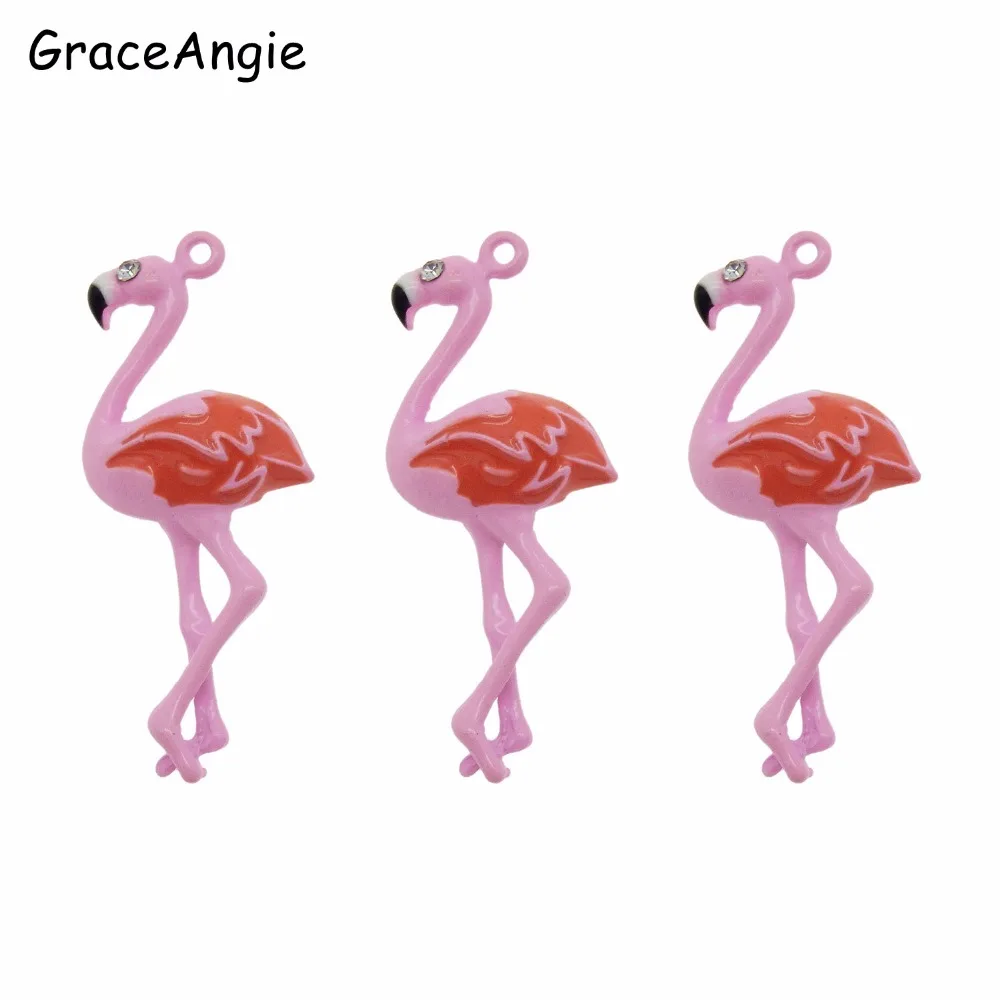 3 шт. милый розовый страусиный красно коронный кран кулон в виде животного
