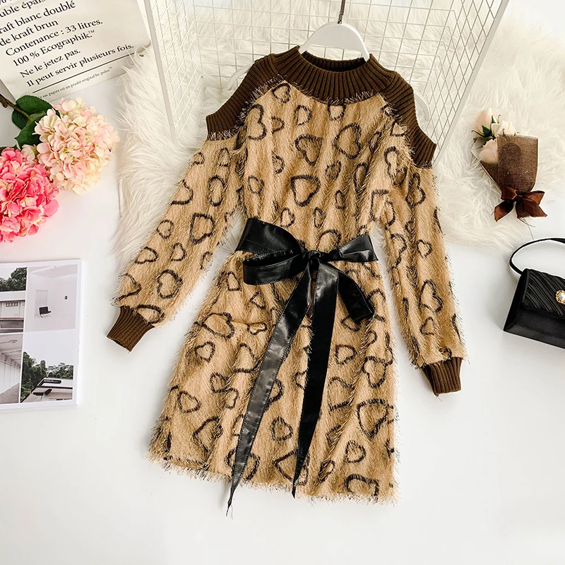 2019 новые модные женские платья осень и зима сексуальные леопардовые с длинными