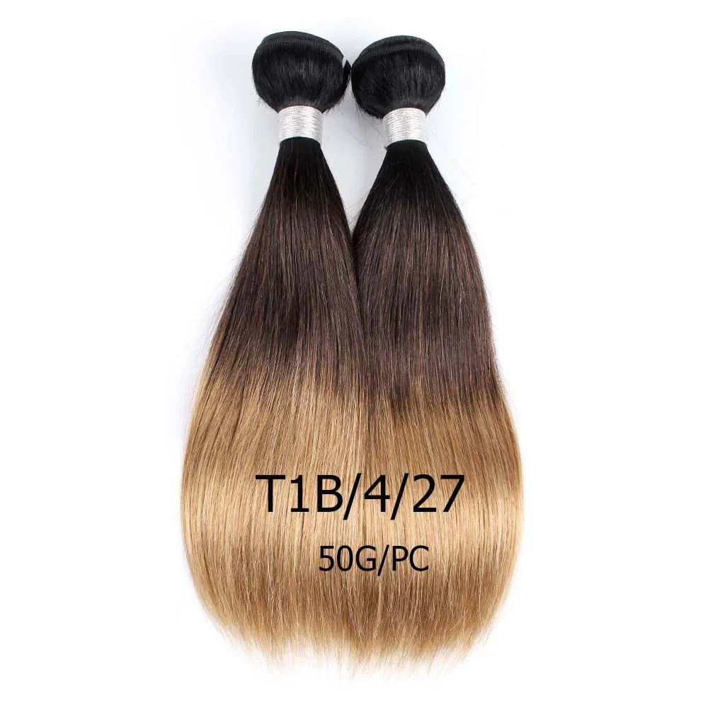 50g 1B 4 27 Bobbi коллекция 2 пучка 50 г/шт. Омбре мед блонд темно-коричневый индийские волосы переплетения короткий Боб Стиль Прямые не Реми человеческие волосы - Цвет волос: 50g 1B 4 27