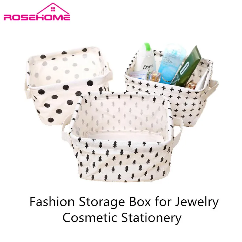 Держатель для хранения ROSEHOME короткий белый и черный льняной стол корзина