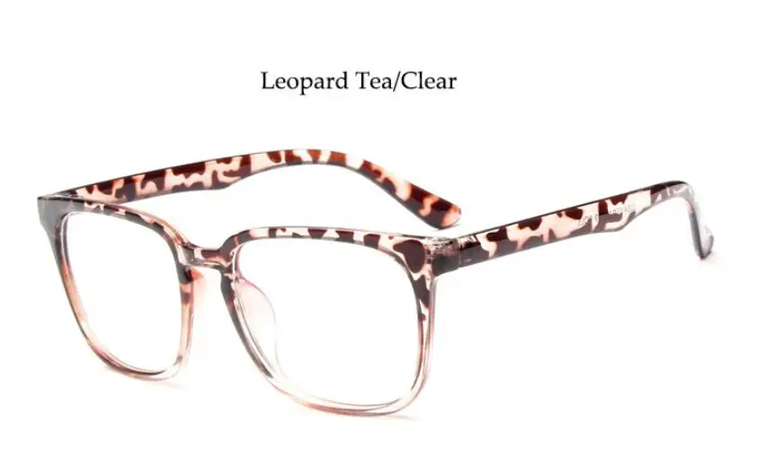 leopard tea Квадратные женские очки, известный бренд, прозрачные компьютерные очки в большой оправе, черные очки для женщин, умник, близорукость, прозрачные очки - Цвет оправы: leopard tea
