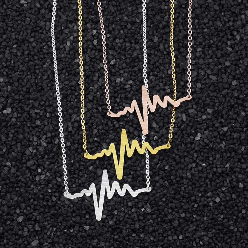 Stainless Steel Heart Beat Rhythm Necklace Charm Women EKG Lifeline Pulse Pendant Collares Jewelry Doctor Medical Student Gifts|fashion