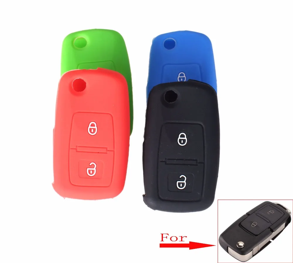 Keyyou 2 Пуговицы силиконовые Ключи Обложка для Фольксваген Passat Поло Гольф Touran Бора