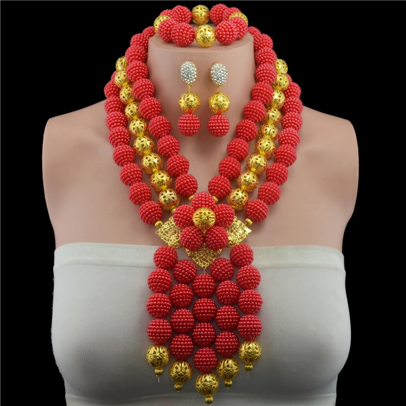 Африканский пластиковый жемчужный шар бусы ожерелье набор нигерийский