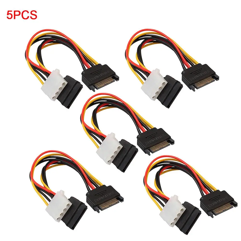 Горячая Распродажа 15Pin SATA штекер к 4Pin IDE Molex гнездо + Кабель питания Шнур провод для