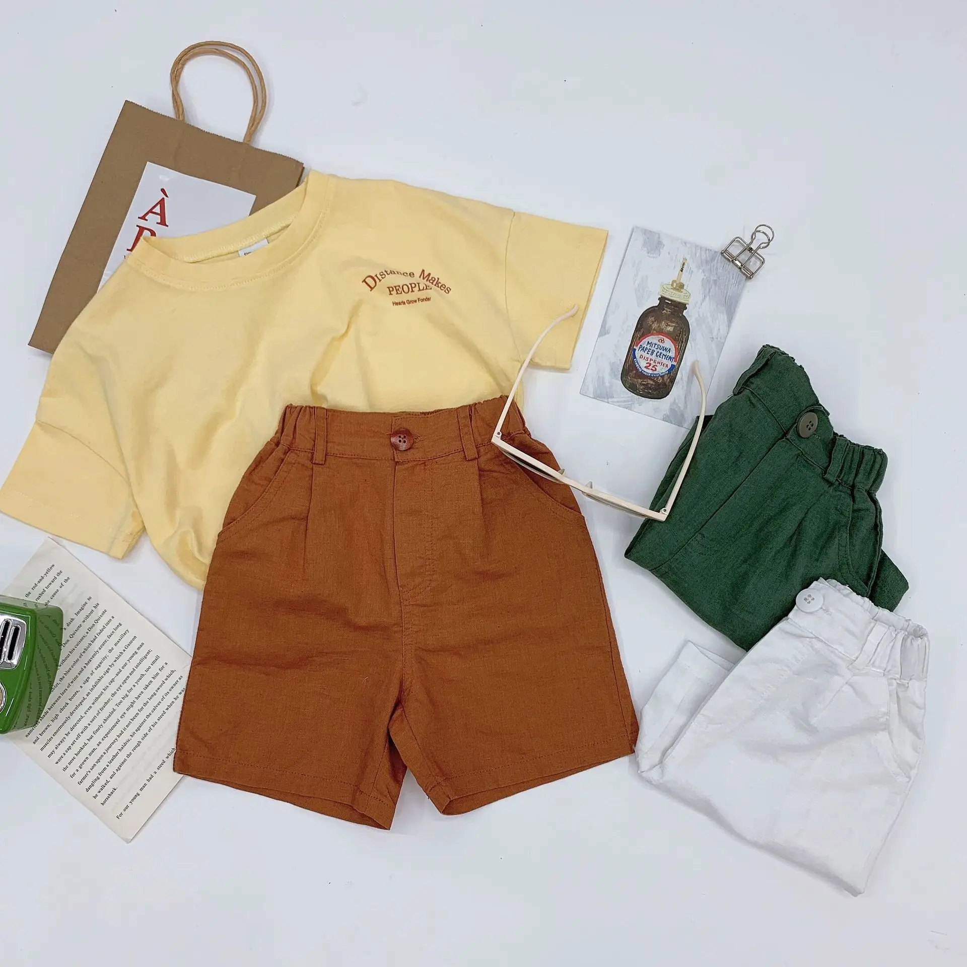 Летние модные повседневные хлопковые льняные штаны до колена в Корейском стиле