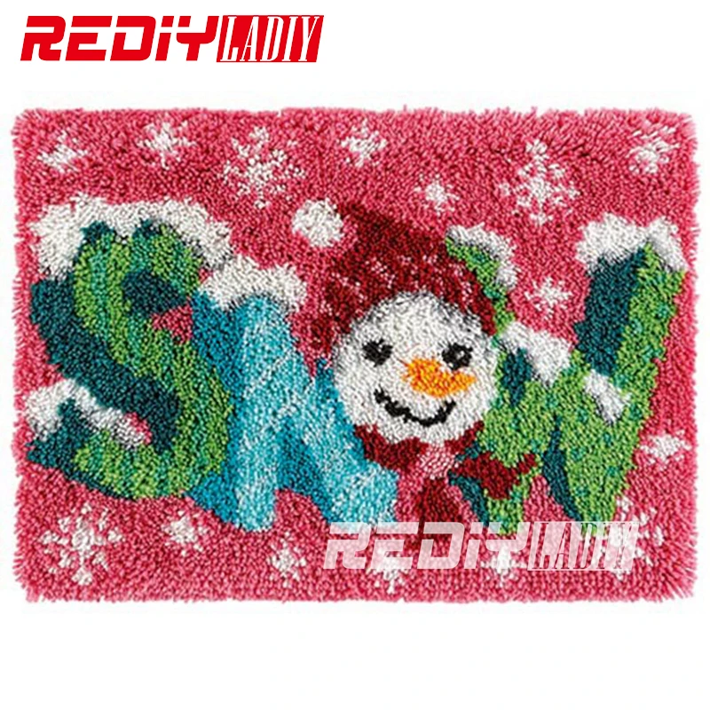 

DIY Carpet Rug Unfinished Latch Hook Kits Acrylic Yarn Embroidery Cushion Snow Boy Pre-Printed Canvas Wall Hanging Modern Art