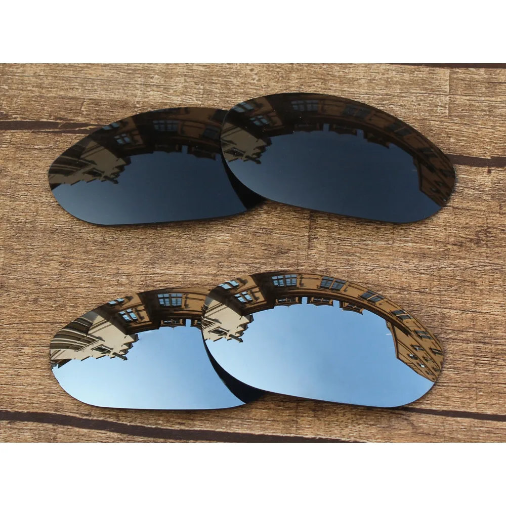 

Vonxyz 2 Pairs Stealth Black & Chrome Mirror Polarized Replacement Lenses for-Oakley Monster Dog Frame