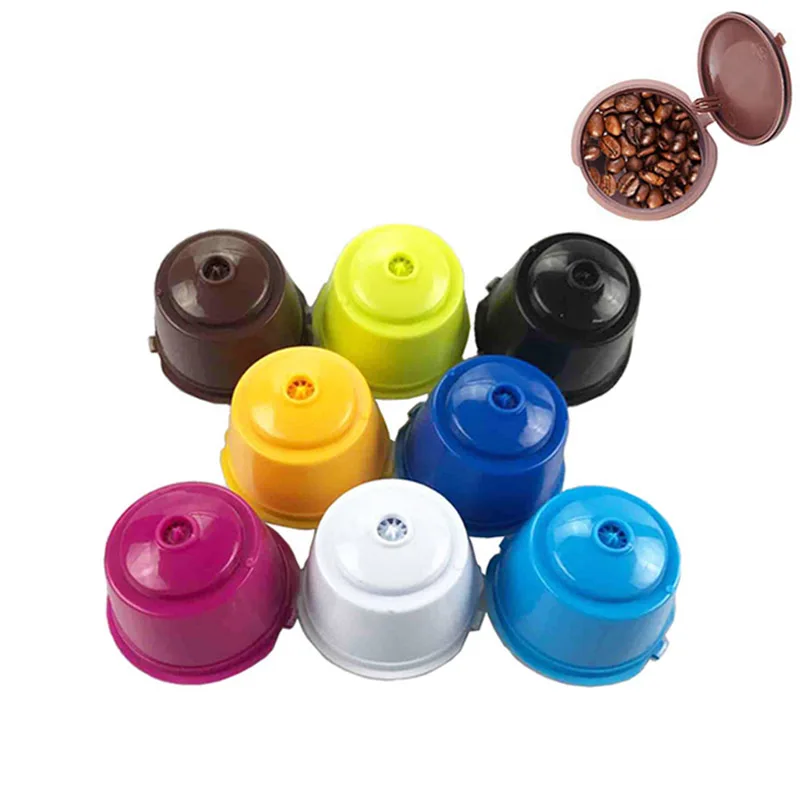 

Sale Hot 1pc 51-100ml New Refillable Easy Clean Clear Style Solid PP Coffee Capsule With Lid 8 Colors