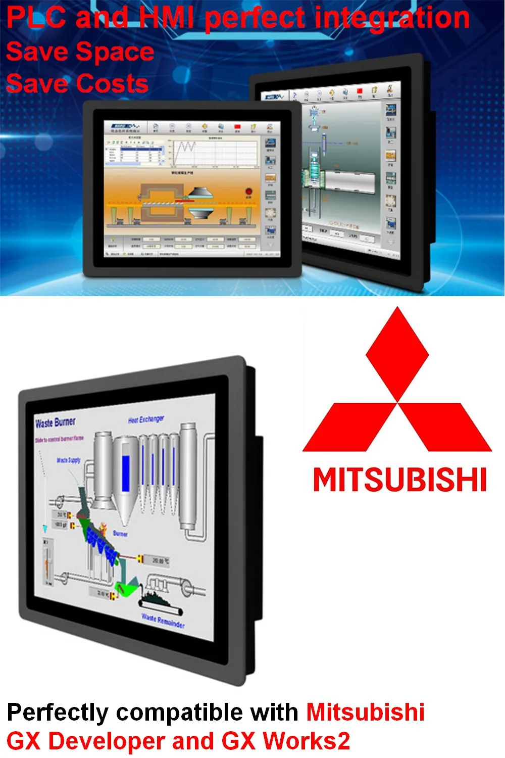 7 дюймов HMI PLC все-в-одном интегрированный процессор контроллер Сенсорная Панель DC 24 В 24MR релейный выход цифровой I/O 12DI 12DO RS232 RS485 FX2N
