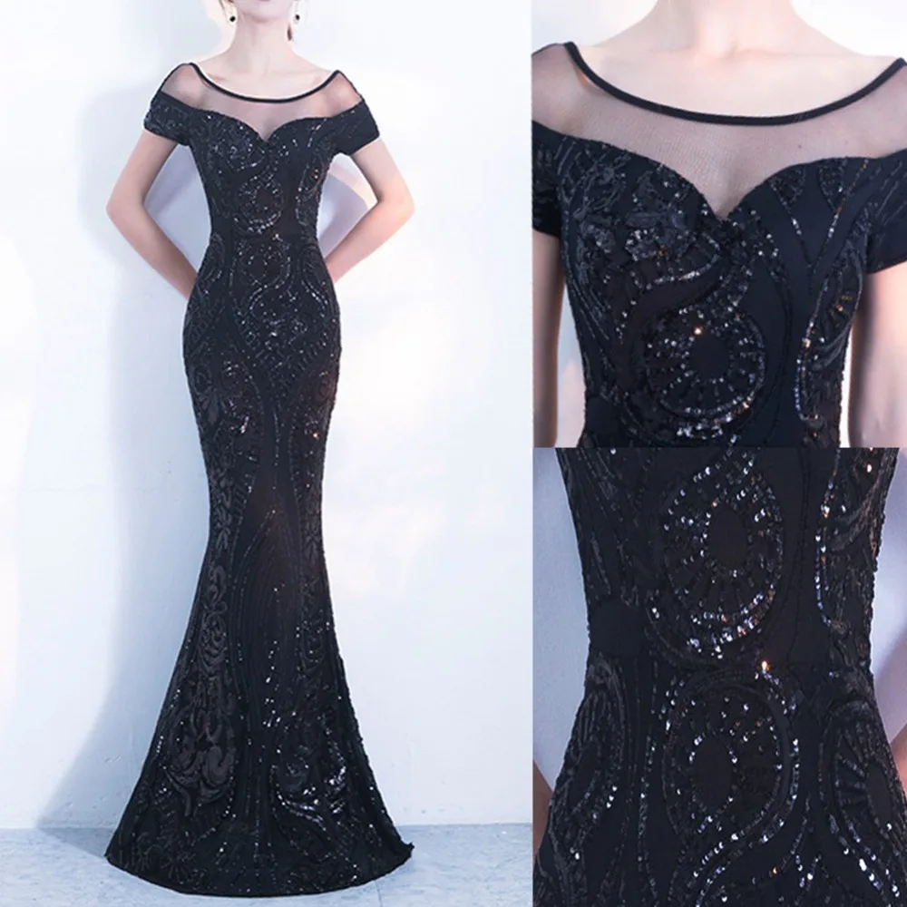 Robe De Soiree Элегантное Длинное Вечернее Платье с открытой спиной черные вечерние